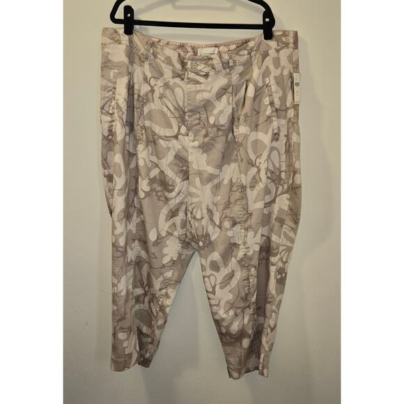 Anthropologie Pants Frannie Women Plus Linen Blend Tapered Camo Pants 24W - Picture 2 of 7